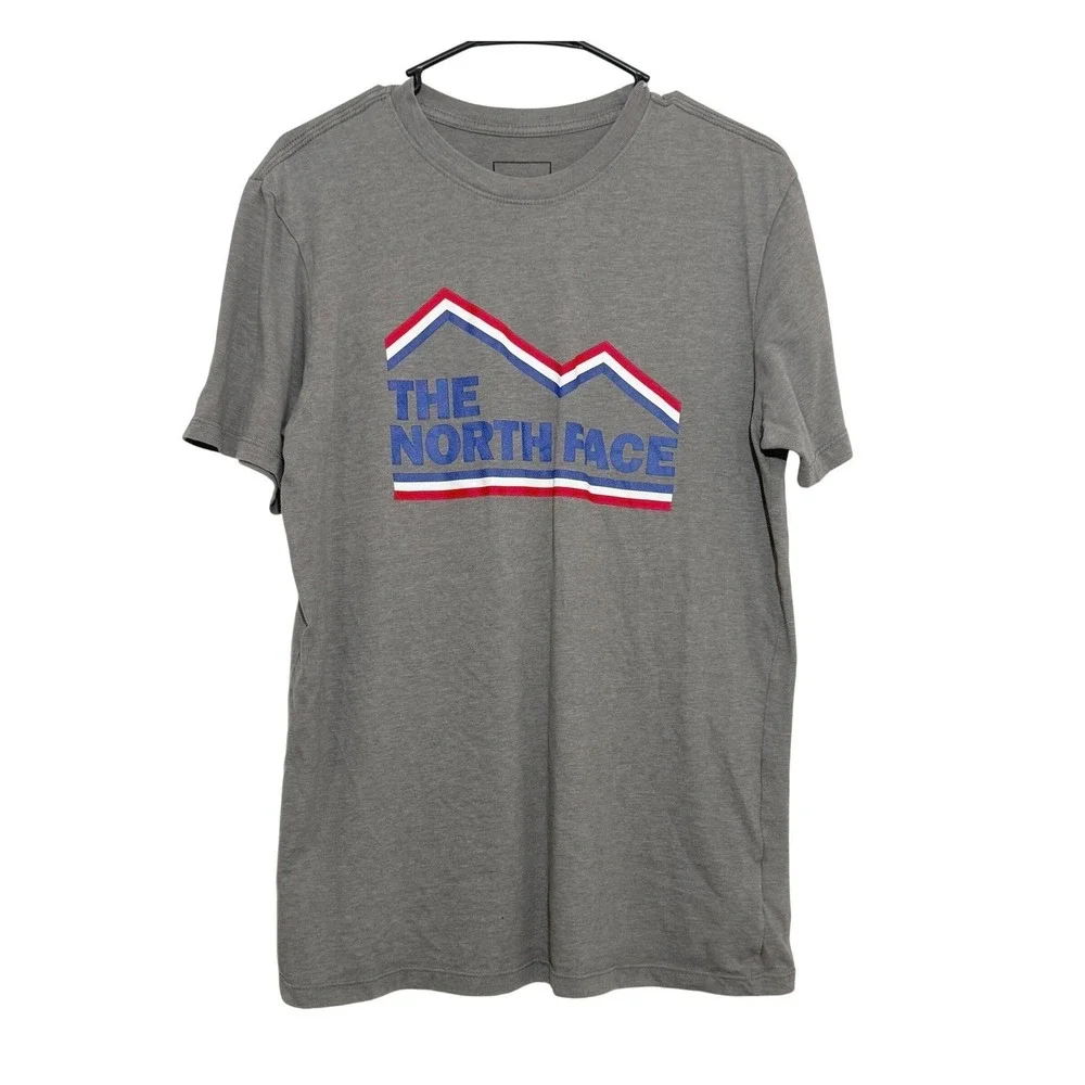 The North‎ Face Mens Graphic Tee Shirt Charcoal Grey Mountain Logo Size M